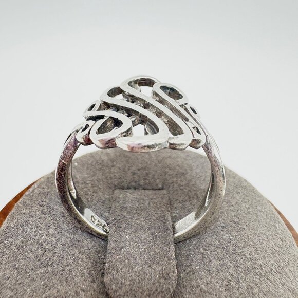 VTG Solid Sterling Silver 925 Intricate Scroll Band Statement Ring Size 7 - Picture 5 of 12